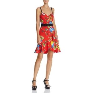 Alice + Olivia Kirby Lace-Trim Ruffled Floral Dress
